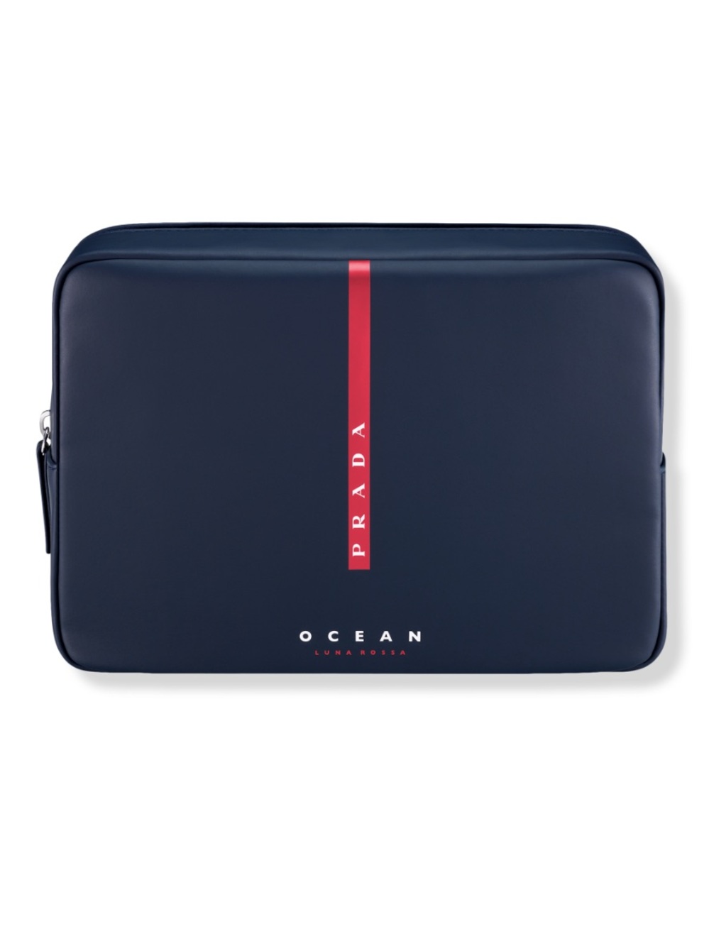 Authentic Prada Beauty Navy Toiletry Pouch with Red Center Stripe